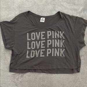 Victoria's Secret PINK Rhinestone Gray Crop Top